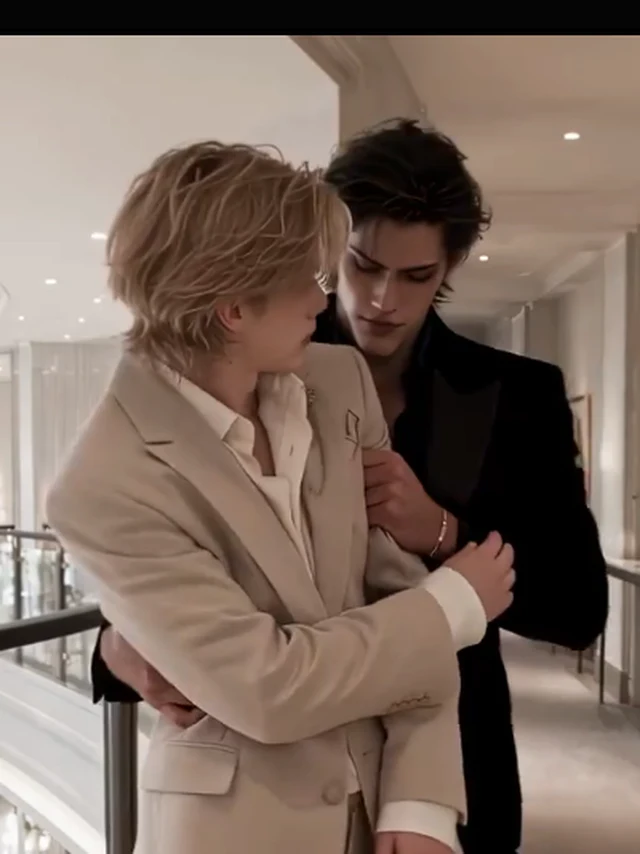 Bitten by the Dark Heir key art — the corridor look: the two leads facing each other down a warm-lit hotel hallway (key art derived from the episode-2 as-aired hero frame: 3:4 full-top window, main-threshold white-band scan 0 band rows measured pin — corridor scene, window recorded in the sourcing ledger only)