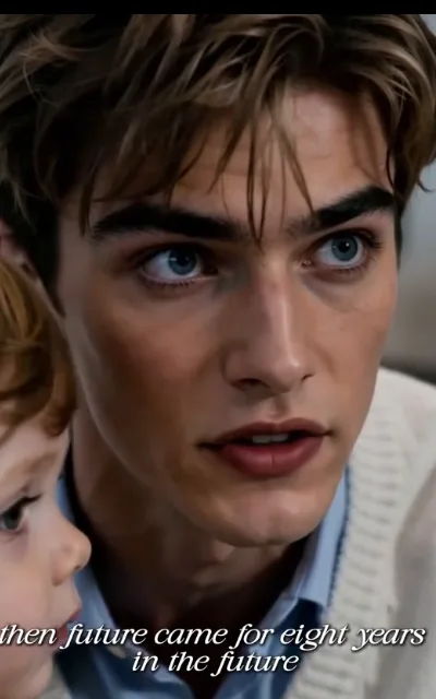 "Then the future came for him" — Noah stares into the middle distance while the boy leans close against his side (ep3, subtitles as aired)