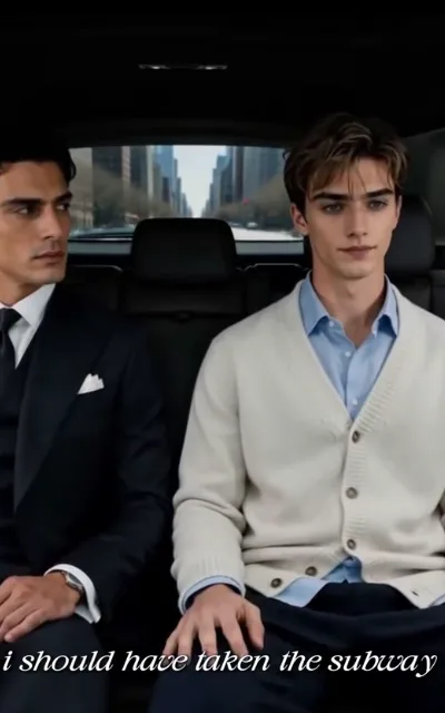 "I should have taken the subway" — the back-seat ride, Adrian in black at one side, Noah regretting his transit choices at the other (ep7, subtitles as aired)