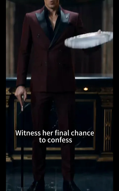 Episode 4 frame: Silas in wine-red suit, smiling with hidden intent — the rival bride's circle