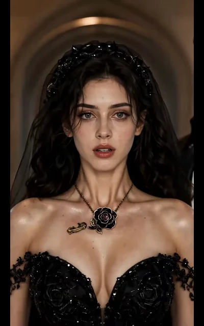 Episode 8 frame: the cursed guardian reaches for the bride in the chapel's final light
