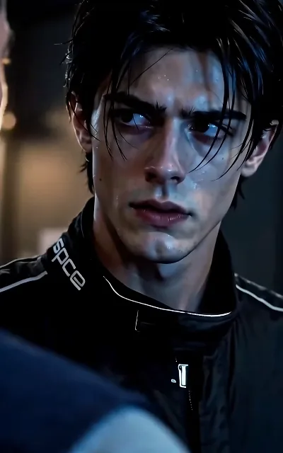 Cole in the cold blue half-light — black hair sweat-damp, the ace who hasn’t let anyone close in three years (ep2)