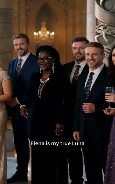 Episode 1 frame: 'Elena is my true Luna' — Logan's public declaration of the wrong woman
