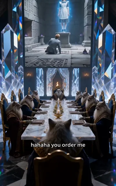 Episode 4 frame: 'hahaha you order me' — the council defiance that shakes the false order