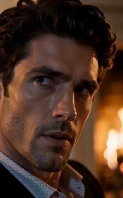 Leon in the warm light — dark curls, a face built for giving orders, now taking them from a three-year-old (ep4)