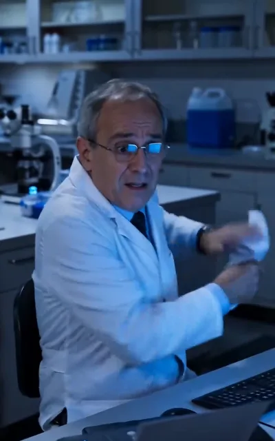The DNA lab — white coats and blue light, the result landing harder than anyone in the room braced for (ep6)
