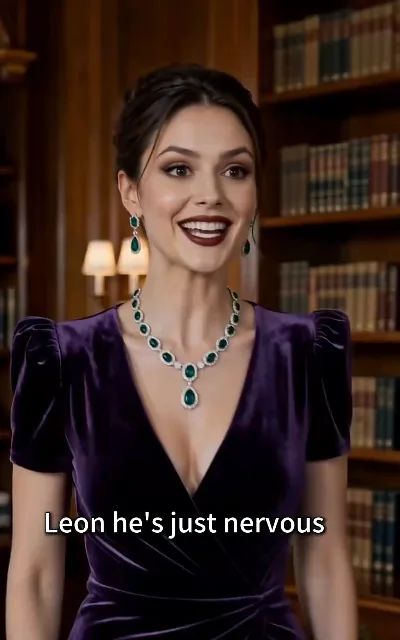 "Leon he's just nervous" — the library, the woman in purple smoothing the room over, the name said gently (ep7, subtitles as aired)