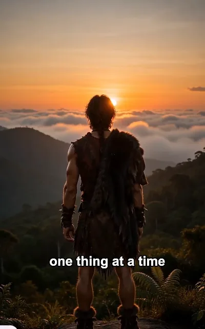 A mountaintop at sunset above the wild world