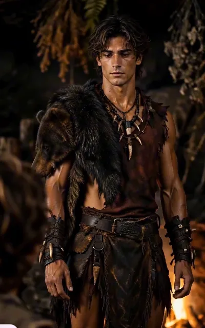 A full-body shot in the wilderness, the primeval world at scale