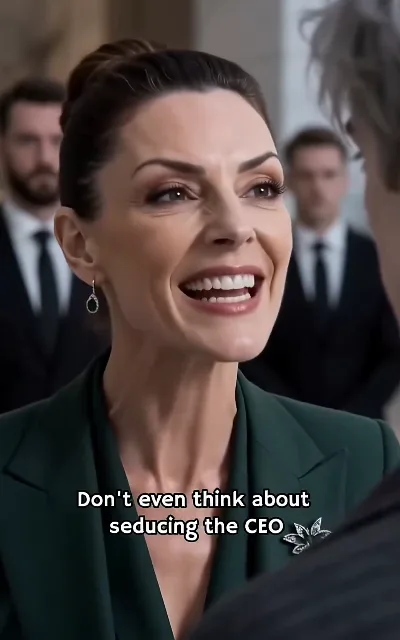 The emerald-suited rival — a single-frame warning aimed at the new hire, menace by wardrobe (ep3; not in the quote set)