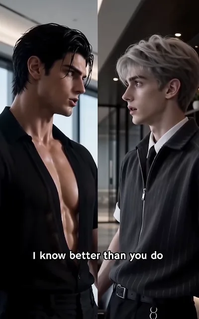 The open-collar black shirt — the dragon CEO’s adult tension frame, one of the genre’s stock beats (ep4)