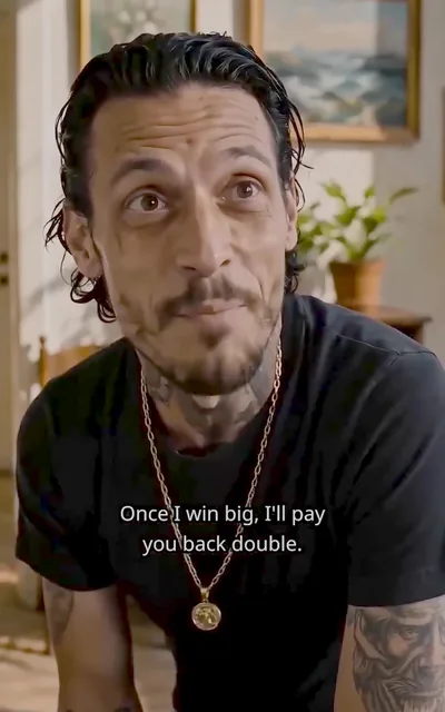 Frame ep02-f00 from episode 2 — The gambler (ep2; subtitles as aired — Once I win big, I'll double it)