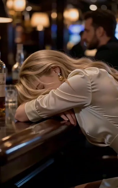 Frame ep01-f05 from episode 1 — Gracia at the bar (ep1; subtitles as aired — Gracia drunk at the bar)