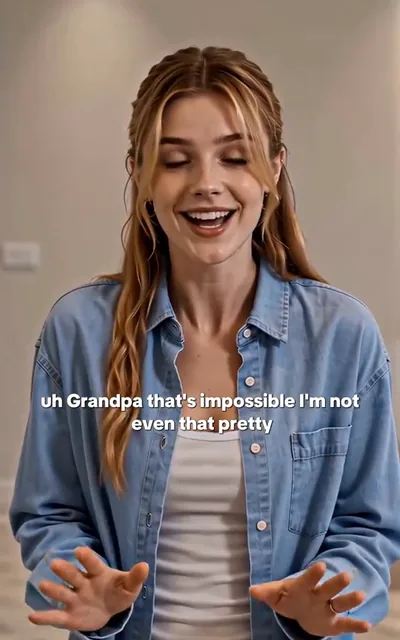Frame ep08-f02 from episode 8 — Chloe deflects the sugar-daddy suspicion (ep8; subtitles as aired — Uh Grandpa, that's impossible. I'm not even that pretty.)