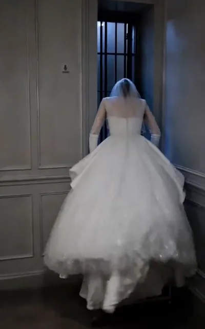 Frame ep02-f00 from episode 2 — The bride walks the aisle (ep2; subtitles as aired — This is kidnapping. Let me go.)