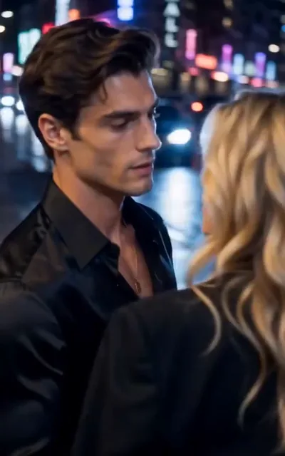 Frame ep03-f02 from episode 3 — Serena and Liam on the rainy street (ep3; subtitles as aired — They stand face to face under the city lights.)