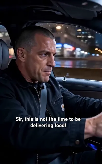 Frame ep01-f00 from episode 1 — The warning in the car (ep1; subtitles as aired — Sir, this is not the time to be delivering food!)