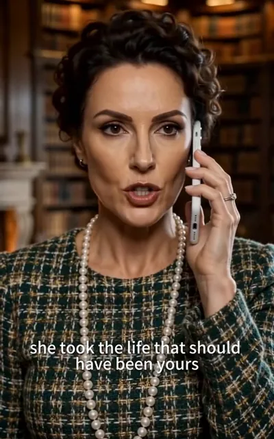 Frame ep02-f02 from episode 2 — The mother on the phone (ep2; subtitles as aired — She took the life that should have been yours.)