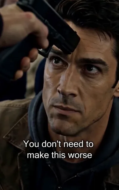 Frame ep01-f03 from episode 1 — Cassius talks the hijacker down (ep1; subtitles as aired — I just want everyone to walk off this plane alive. You don't need to make this worse.)