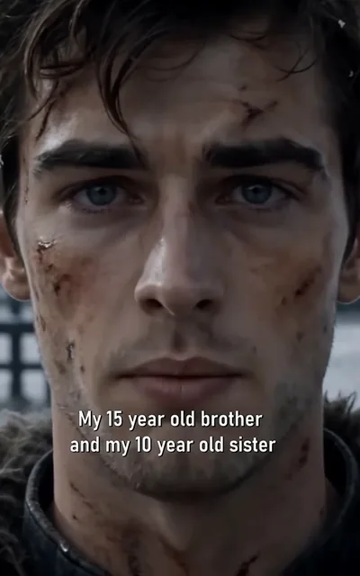 Frame ep02-f00 from episode 2 — Kalen's scarred face (ep2; subtitles as aired — My 15 year old brother and my 10 year old sister.)