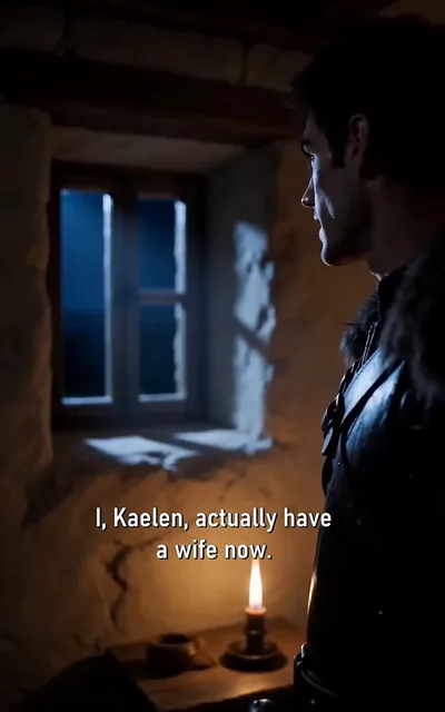 Frame ep04-f03 from episode 4 — Kalen in the doorway (ep4; subtitles as aired — I, Kalen, actually have a wife now.)