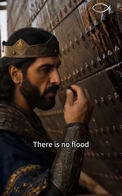 Frame ep01-f02 from episode 1 — The king dismisses the flood (ep1; subtitles as aired — There is no flood, old man, only fools.)