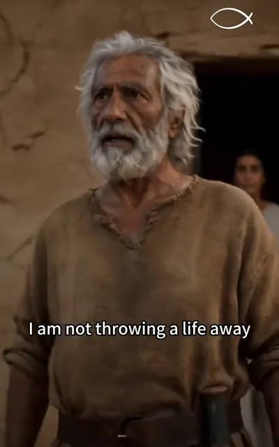 Frame ep03-f02 from episode 3 — The builder defends his calling (ep3; subtitles as aired — I am not throwing a life away. I am carrying it up the hill.)