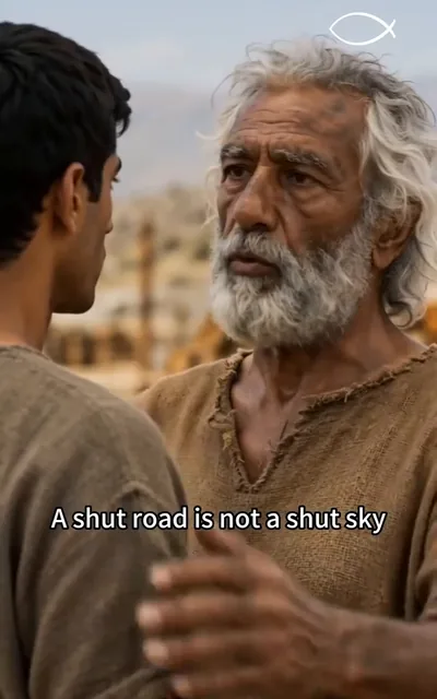 Frame ep06-f01 from episode 6 — A blocked road is not a shut sky (ep6; subtitles as aired — A shut road is not a shut sky.)