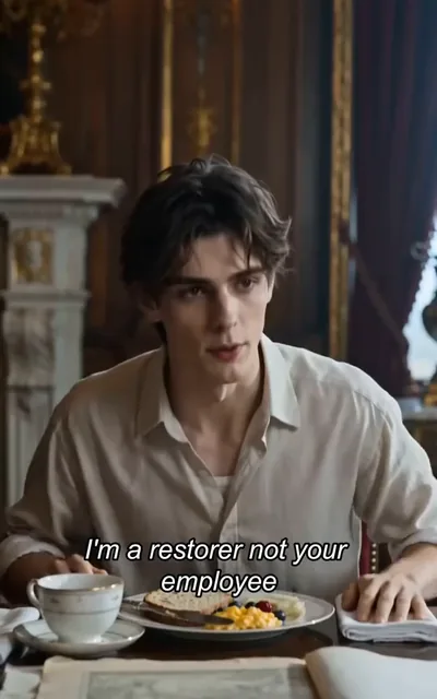 Frame ep04-f01 from episode 4 — Eli refuses to be staff (ep4; subtitles as aired — I'm a restorer, not your employee.)