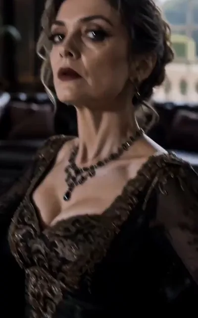 Frame ep03-f01 from episode 3 — Isabella's entrance (ep3; subtitles as aired — Mr Russo, what an honor. I'm Isabella.)