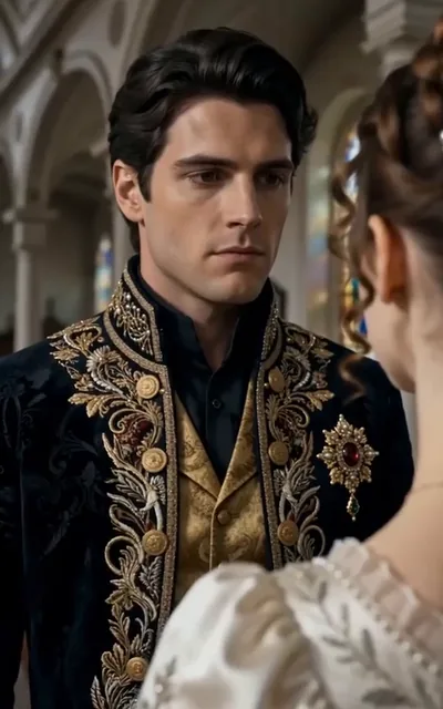 Frame ep01-f00 from episode 1 — The wedding (ep1; subtitles as aired — The groom and his bride, strangers across the altar.)