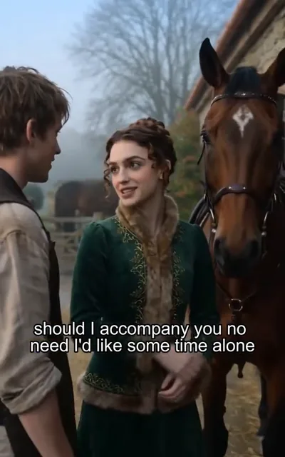 Frame ep07-f02 from episode 7 — At the stables (ep7; subtitles as aired — Should I accompany you? No, I'd like some time alone.)