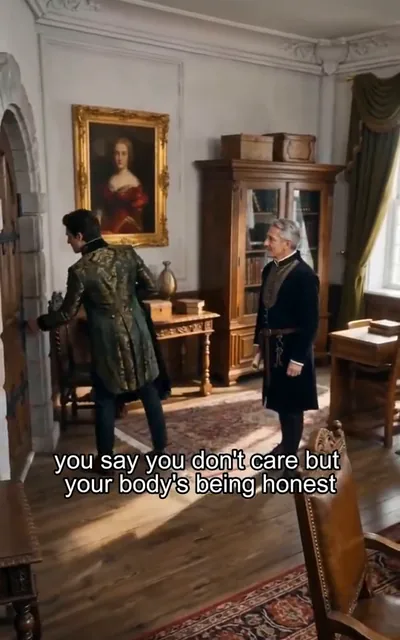 Frame ep08-f02 from episode 8 — The butler reads him (ep8; subtitles as aired — You say you don't care, but your body's being honest.)