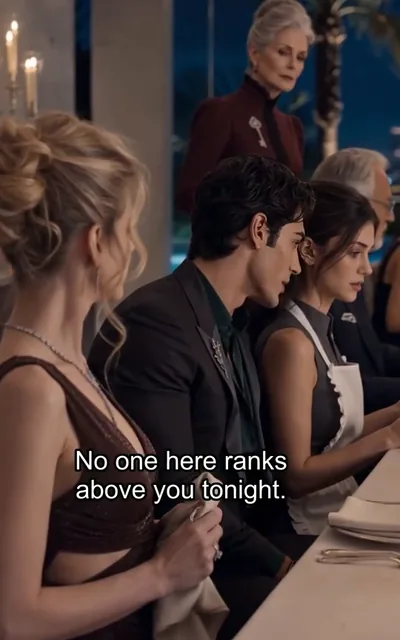 Frame ep05-f02 from episode 5 — Sebastian seats Nora at his table (ep5; subtitles as aired — Sit here beside me. No one here ranks above you.)