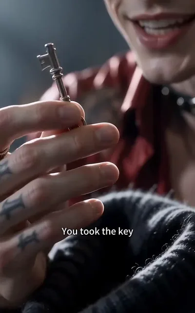 Frame ep01-f03 from episode 1 — Lucian dangles the key (ep1; subtitles as aired — You took the key. Good boy.)