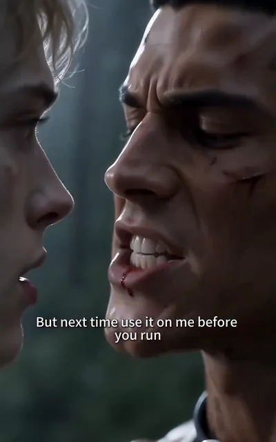 Frame ep03-f01 from episode 3 — The boy sharpens the blade (ep3; subtitles as aired — Use it on me before you run. I want to feel you fight.)