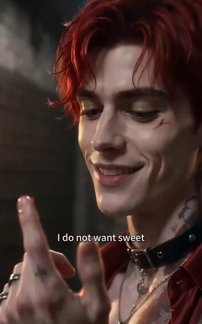 Frame ep04-f03 from episode 4 — Lucian before the closed door (ep4; subtitles as aired — I do not want sweet.)