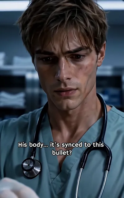 Frame ep01-f01 from episode 1 — Caleb realizes the bullet is synced to Silas (ep1; subtitles as aired — This connection. Even I'm feeling it. The man who walked all over me for 10 years sink to a bullet, hard as a rock.)