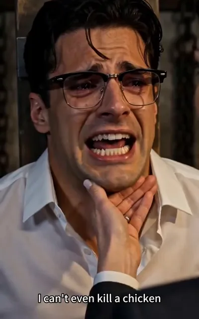 Frame ep02-f01 from episode 2 — Logan insists he is not Jade Face (ep2; subtitles as aired — I can't even kill a chicken. This is Jade Face's ring, my ring. Wait, this isn't mine. Mine's stainless steel.)