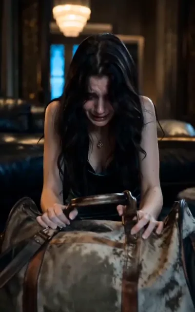 Frame ep06-f01 from episode 6 — Lena breaks down over a bag (ep6; subtitles as aired — She grips the leather bag like it is the only thing left to hold.)