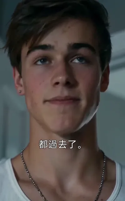 Frame ep02-f03 from episode 2 — Caleb looks up — it's all in the past (ep2; subtitles as aired — You feel so good. It's all in the past. Time to start over.)