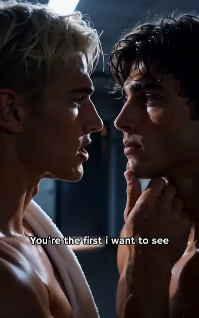 Frame ep02-f02 from episode 2 — The lockers confrontation (ep2; subtitles as aired — You're the first person I want to see after every race.)