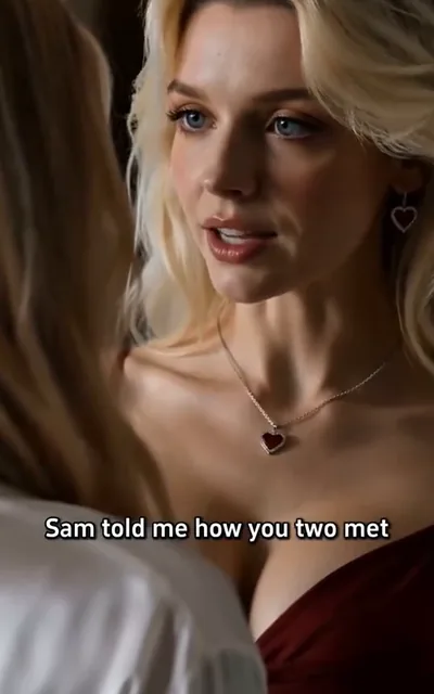 Frame ep02-f01 from episode 2 — Jess sizes up Violet over breakfast (ep2; subtitles as aired — Sam told me how you two met. You were his secretary.)