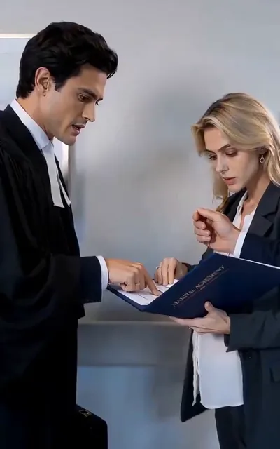 Frame ep02-f02 from episode 2 — Nathan points at the marital agreement with Elena (ep2; subtitles as aired — He said it protects the baby. It protects him.)