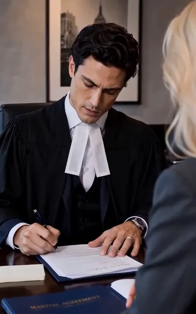 Frame ep03-f01 from episode 3 — Nathan writing notes while Elena sits across from him (ep3; subtitles as aired — Then the person that company can't survive without may not be your husband.)