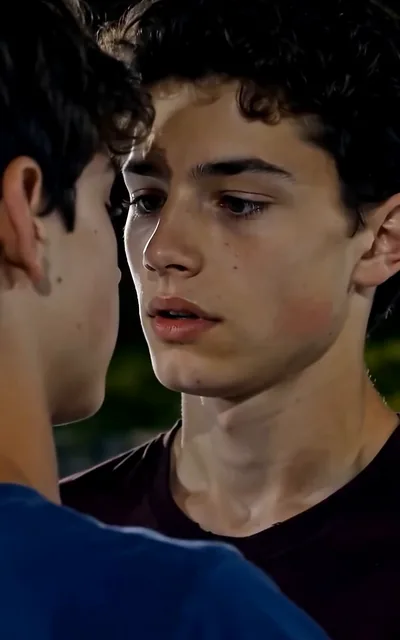 Frame ep01-f02 from episode 1 — Ethan and Jax face off in the locker room after seven years (ep1; subtitles as aired — I remember, used to always go the wrong way, too.)