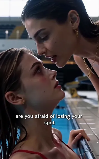 Frame ep01-f03 from episode 1 — Seraphina leans over Lyra on the deck (ep1; subtitles as aired — Are you afraid of losing your spot or are you afraid of me?)