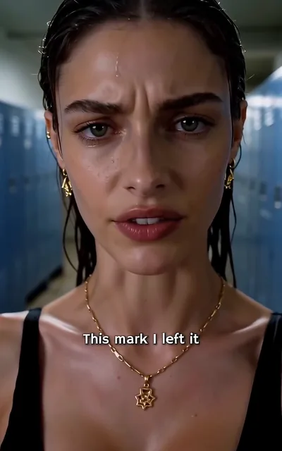 Frame ep05-f02 from episode 5 — Seraphina with the gold chain and the sharp look (ep5; subtitles as aired — This mark, I left it. Even a red mark can only be left by me.)