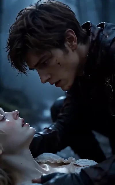 Frame ep02-f02 from episode 2 — Kyle carries Elara across the courtyard (ep2; subtitles as aired — From now on, no one's ever gonna hurt you again.)