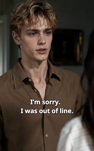 Frame ep06-f00 from episode 6 — William apologizes to Iris (ep6; subtitles as aired — I'm sorry. I was out of line.)